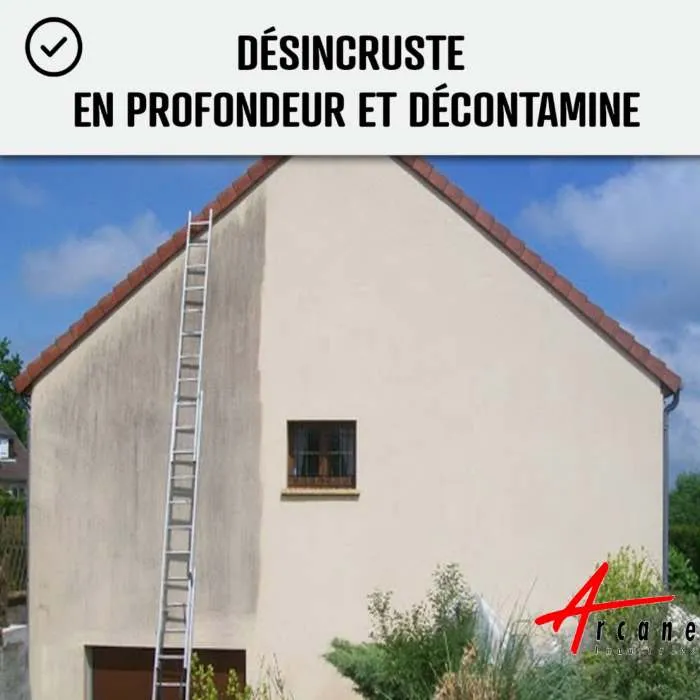 désincruste les tâches de façade en profondeur